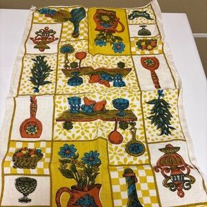 Vintage Kitchen Towel Yellow and Blue